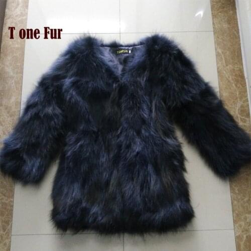 2019 New Arrival V neck OEM Customize Factory Wholesale Price Real Raccoon Fur Coat Women Outwear Fashion Overcoat KSR86