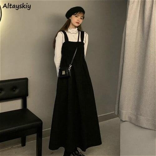 Dresses Women Spring Preppy Korean Style A-line Sleeveless Solid Students All-match Elegant Sweet Comfortable Leisure Ladies New