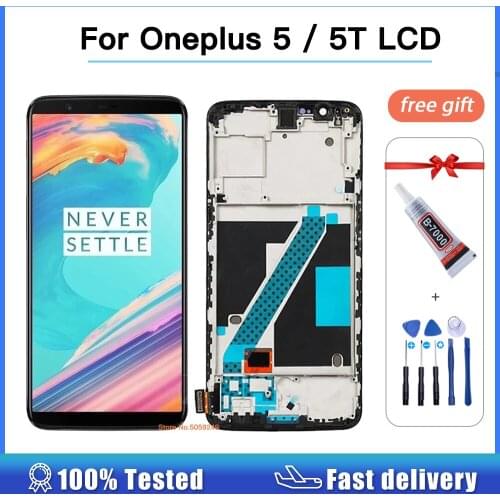 Tested Amoled LCD For Oneplus 5T A5010 5 A5000 LCD Display Touch Screen Digitizer Assembly for One Plus 5 T Display with frame