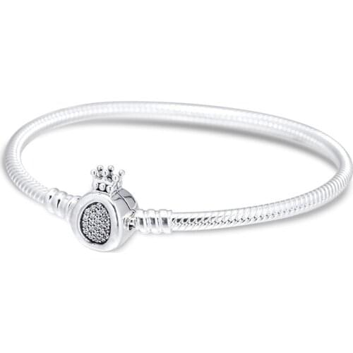 QANDOCCI Moments Crown O Bracelets 100% 925 Sterling Silver Jewelry Free Shipping