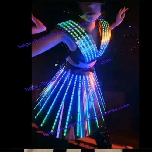 Sexy LED luminous Dress DJ DS bar singer gogo costume Amazing music festival party girl stage dance wear