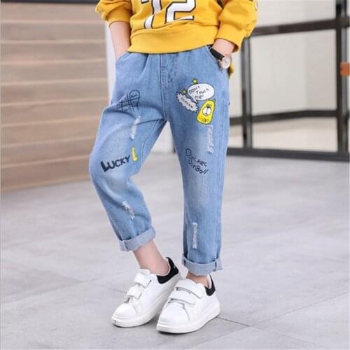 New spring Fashion childrens Jeans baby boys girls Loose pants children cartoon trousers retail 2-6 years old free shipping