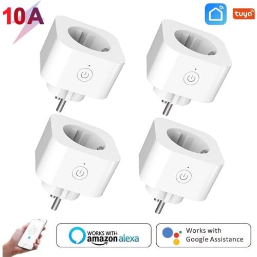 Tuya WiFi EU Smart Plug 10A 220V Adapter Home Appliances Wireless Remote Voice Control Timer Socket For Google Home Alexa New