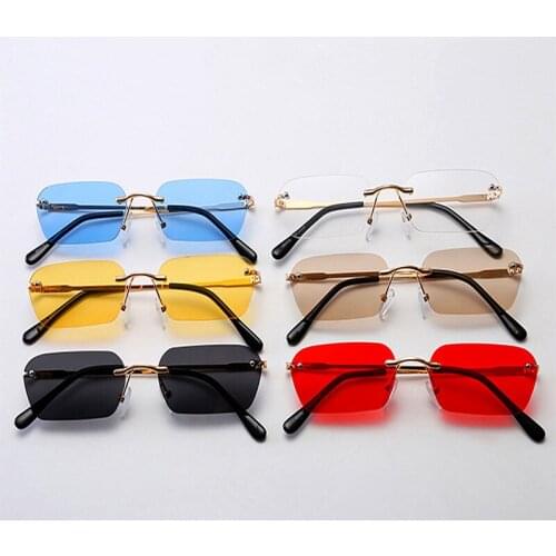 1PC Small Rectangle Sunglasses Women Rimless Square Sun Glasses for Women 2021 Summer Style Female NV400