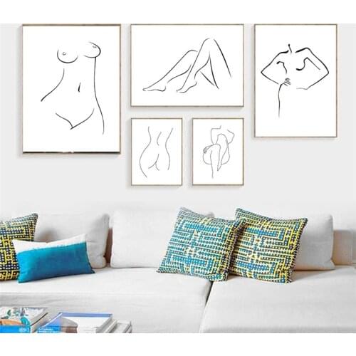 Modern Abstract Art Pictures Nordic Canvas Paintings Wall Art Figure Line Drawing Posters and Prints for Living Room Home Decor
