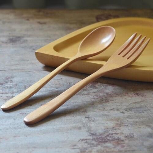 Japanese Style Tableware Set Wood Fork Spoon W9178