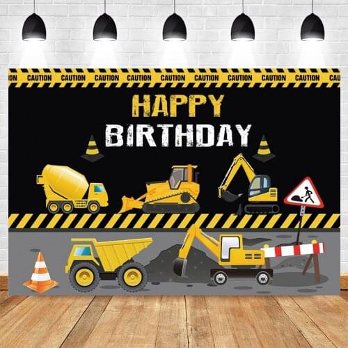 Construction Engineering Vehicle Newborn Baby Shower Boy Birthday Party Backdrop Photography Background Photophone Photocall
