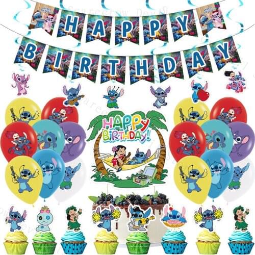 Lilo & Stitch Theme Birthday Party Balloons Stitch Party Decorations Baby Shower Boy Girl Kids Gift Holiday Tableware Toys