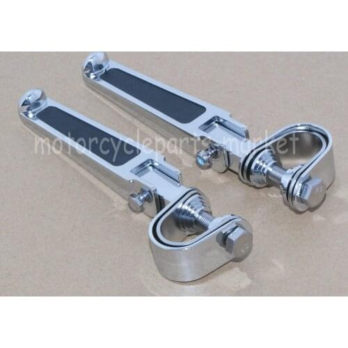 Universal Chrome U-Clamp On Highway Frame Engine Crash bar Foot Pegs Footrest For Harley Street bike Safety Bar 1"~1-1/4" Tube