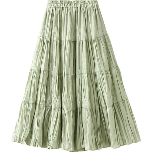 The Ruffled Cake Skirt Skirt Skirt Womens Summer Long Spring and Autumn 2020 New Korean Version of Pleated A Line Skirts 0162