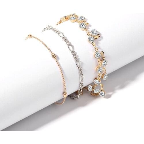 Bohemian Inlaid Crystal Multi-layer Anklet For Women Ocean Beach Surfing Party Jewelry Accessories Girlfriend Gift