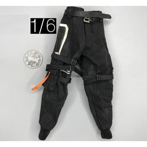 1/6th Devil Toys Trendy Science Fiction Fashion Black Combat Pants With Belt For 12inch Doll Action Collectable