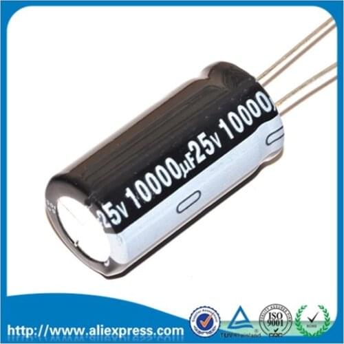 10PCS 25V 10000UF Aluminum Electrolytic Capacitor 10000UF 25V Electrolytic Capacitor 25 V / 10000 UF Size 18*35MM 105C