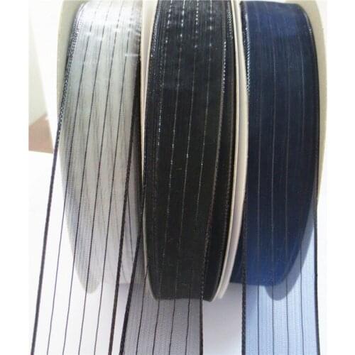 2.5cm Black Bright Silk Stripe Ribbon High Grade Flower Gift Box Packaging DIY Hair Accessories Ribbon Bowknot Material 318