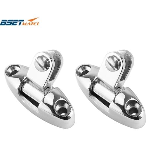 2PCS Universal fit Stainless Steel 316 Boat Bimini Top Mount Swivel Deck Hinge With Rubber Pad Marine Yacht Hardware
