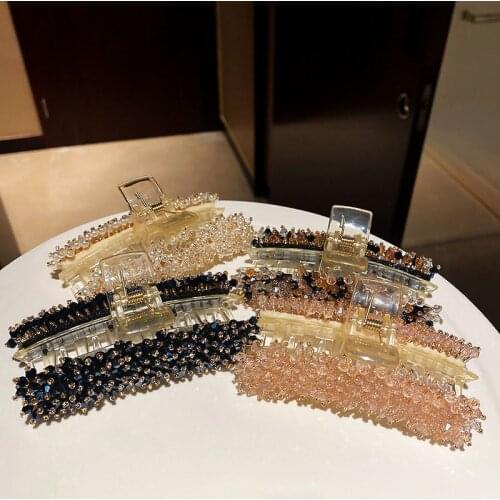 2021New Arrival Luxury Hair Accessories For Women Reteo Crystal Shark Clip Rhinestone Ponytail Hairpins Clip Female Headdress