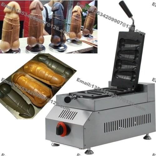 4pcs Commercial Use Non-stick LPG Gas Hot Dog Pene Maker Machine Baker Iron