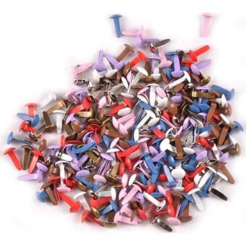 50Pcs 8x13mm Mixed Pastel Round Metal Brads For Clothes Bag Shoes Decoration DIY Scrapbook Embellishment Fastener Crafts C2236