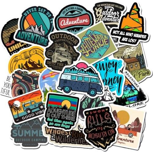 50pcs/pack Camping Outdoors Adventure Explore Stickers For Refrigerator Car Helmet DIY Gift Bicycle Guitar Notebook Skate