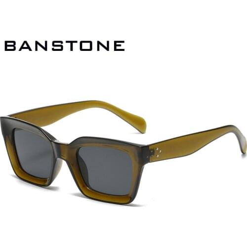 BANSTONE Women Luxury Brand Square Sunglasses Ladies Vintage Oversized Sun Glasses Female Big Frame Uv400 Shades Black