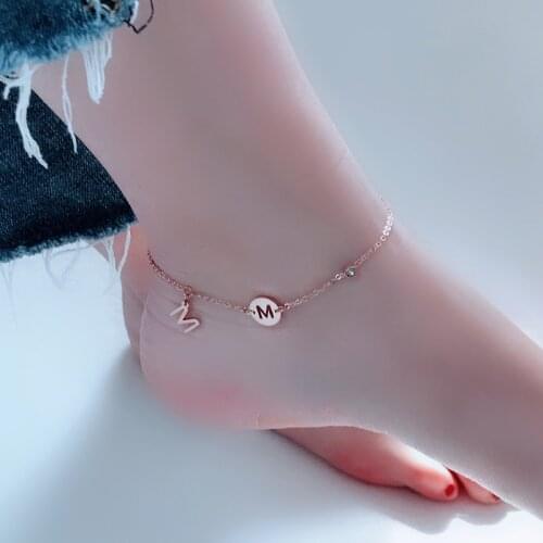 YUN RUO 2018 New Fashion Rose Gold Color M Letter Anklet Chic Style Woman 316 L Titanium Steel Jewelry Top Quality Never Fade