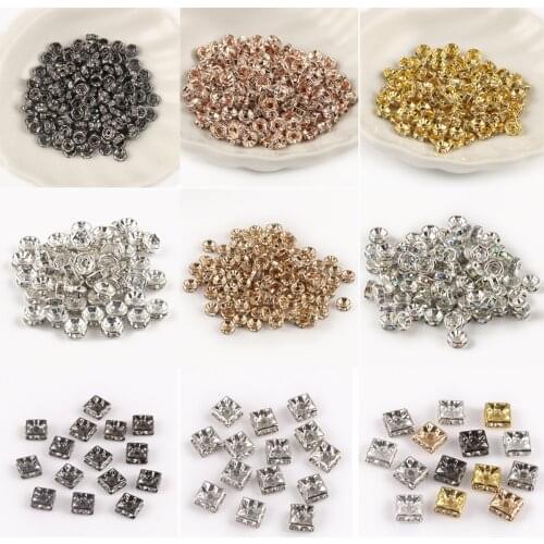 4 6 8 10mm 50pcs Rhinestone Rondelle Spacer Beads Loose Metal Crystal Bead For Jewelry Making Diy Accessories 16 Colors Wholesal