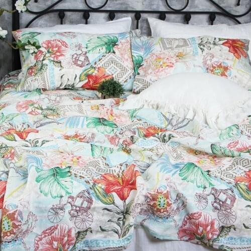 France Linen Sheet Antibacterial Sweatproof Linen Bedsheets Washed Cotton Bed Flat Sheet 30cm Height Fitted Sheet drap housse