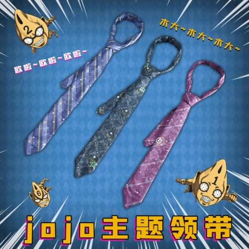JoJos Bizarre Adventure Cosplay Tie Kujo Jotaro Giorno Giovanna Higashikata Josuke Necktie Scarf JOJO Halloween Costume Prop