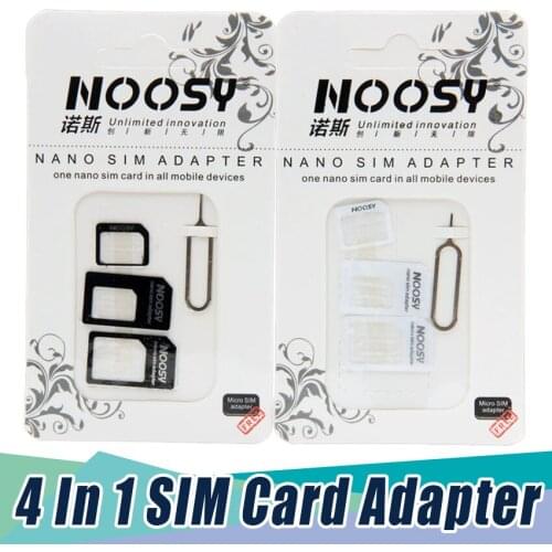 Good qty 4in1 Noosy Nano Sim Card Adapter + Micro Sim cards adapter+ Standard SIM Card Adapter For Phone 1000 set/lot =4000pcs