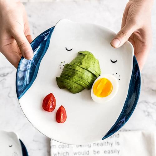 Korea Creative plates Breakfast Steak Childrens Fruit Plate 6 or 8 Inch Hand Painted Animal Dish Cutlery Cartoon Ceramic platos