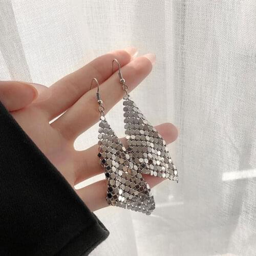 Korea fashion earrings long tassels cold wind web celebrity show face thin delicate eardrop ear clip E18 personality