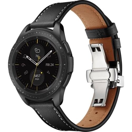 Leather Strap for Samsung Galaxy Watch 3 41mm/42mm/Active 2 1 Band 20MM Universal Bracelet for Garmin Vivoactive 3/Vivomove HR
