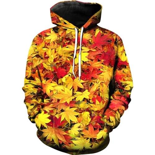 Colorful starry green leaf printing fun mens and womens 3D hoodies for boys and girls with hoodies