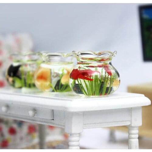 Dollhouse Miniature Glass Fish Tank Bowl Aquarium Doll House Home Ornament Toy For Dollhouse Decals new