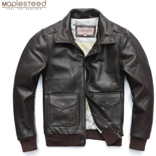 Flight A2 Men Leather Jacket Quilted 100% Soft Sheepskin Jacket Men Pilot Bomber Leather Coat Male Leather Clothing Winter M234