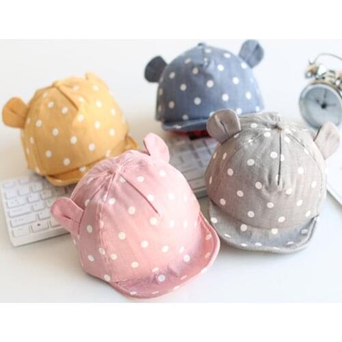 Baby Cute Sun Hat Dot Infant Hat Girls Boys Caps With Cartoon Ears Spring Summer Newborn Photography Baseball Cap