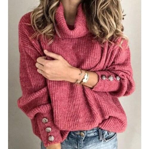 Fashion Knitted Women Sweaters Autumn Winter Long Sleeve Button Sweater Tops Ladies Casual Jumper Plus Size S-5XL Pullover Femme