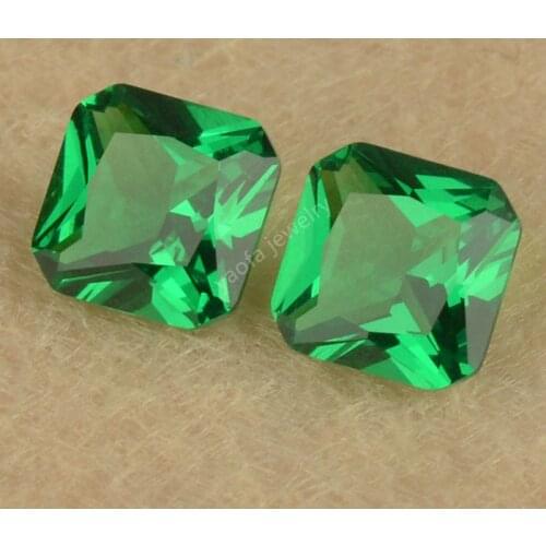 Sale 5A Wax Setting 3x3~12x12mm Octangle Synthetic Green Nano Stone Emeral-d Color Square Shape Octagon Cut Lab Gems For Jewelry