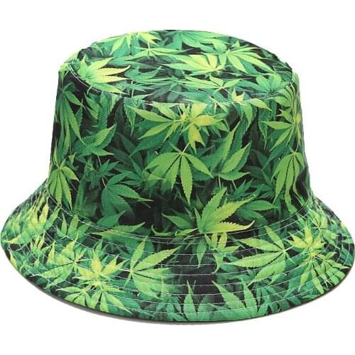 New Reversible Fisherman Hat Women Men Hip Hop Caps 3D Print Maple Leaf Panama Bucket Hat Flat Top Sun Hats Boonie Gift