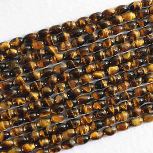 New Tiger eyes stone 8x12mm rice shape DIY jewelry round loose beads 15" B351