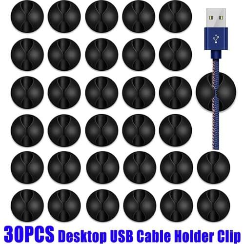 30PCs Cable Organizer Silicone USB Cable Winder Desktop Tidy Management Clips Cable Holder for Mouse Headphone Wire Organizer