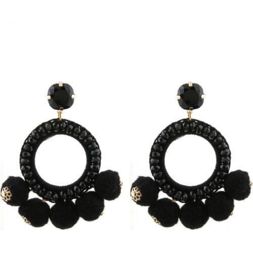 Pendientes Pompom Earrings Fashion Woman Crystal Handmade Exquisite Earrings Bohemian Jewelry Oorbellen