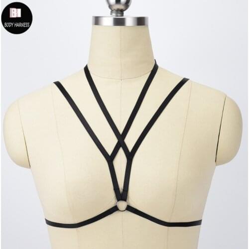 Gothic Crop Top Bondage Harness Rave Goth Cage Bra Body Harness Sexy Lingerie Fetish Wear Pole Dance Body Cage Harness Bra