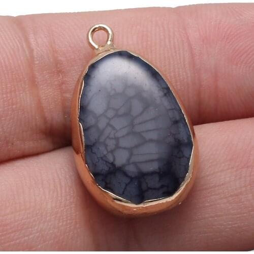 Natural Dragon Bone Agats Necklace Pendant Egg Shape Natural Stone Pendant for Jewelry Making DIY Necklace Size 18x30mm