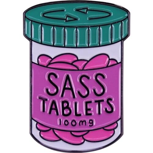 Pink Sass Tablets - Feminist Enamel Pin For Powerful Intelligent Women Girls and Supports a Sassy Confident Attitude