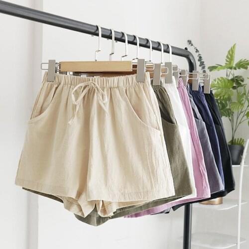 Women Summer Shorts Linen Casual Pockets Loose Elastic Waist Black Shorts Short Pants Women Sexy Short Feminino Cool Shorts