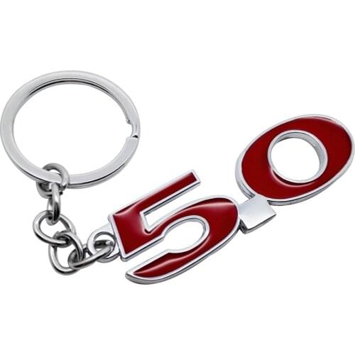 Car Styling Keychain Metal 5.0 Logo Key Ring Auto Red Black Key Ring Pendant Holder for Mustang V8 Range Rover Audi A6L Jaguar