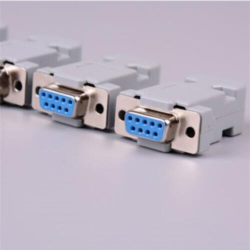 1set RS232 Serial Port Connector DB9 Female Male Socket Plug Connector 9 Pin Copper RS232 COM Adapter With Plastic Case