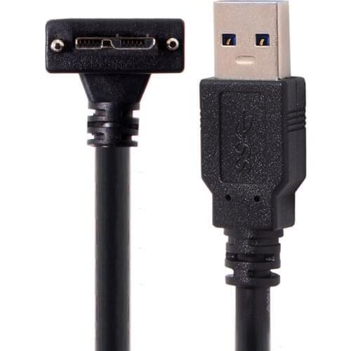 CYDZ 5m 90 Degree Down Angled Micro USB Screw Mount to 3.0 Data Cable for Industrial Camera