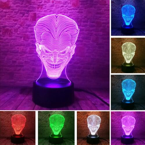 The Joker Figure 3D Illusion LED Lamp Colourful Flashing NightLight Glow Night Model Toys